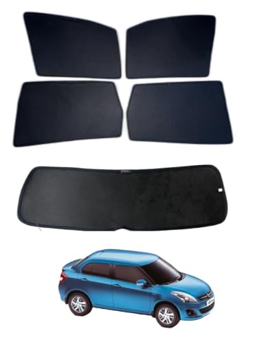 Image of Premium Car Sunshade Fix Type Non-Magnetic Curtain with Rear Dicky Curtain Set of 5pc for Maruti Suzuki Swift Dzire 2012-2016