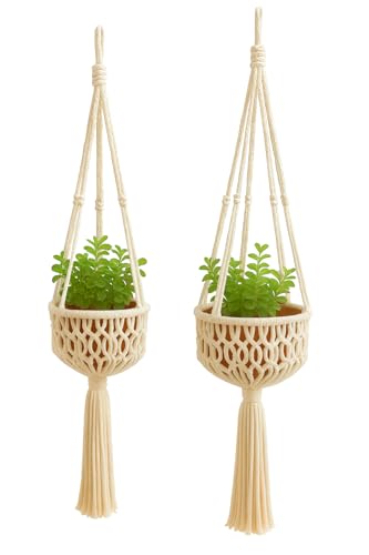 Macrame Plant Hanger Handmade Cotton Rope Hanging Planters for In...