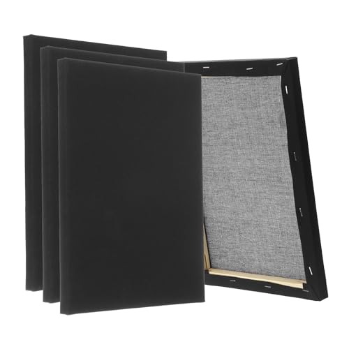 PATIKIL Lienzo estirado negro, 12 lienzos grandes de 8 x 10 pulgadas para pintar lienzos en blanco de algodón imprimado para acrílicos, pinturas al óleo y acuarelas