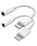 DLDIZM 2 Pezzi Adattatore Lightning a Jack 3.5mm, Cavo Audio da Lightning a Cuffie, Convertitore, iPad, Supporta Musica e Chiamate, Mini Jack