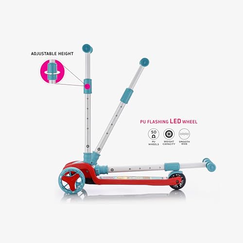 Image of JoyRide Road Runner The Smart and Smooth Stark Kids Skate Scooter, 3-Level Adjustable Handle, Anti-Slip Footplate, 3 PU LED Wheels, Rear Brake (Orange)