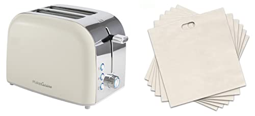 MakeCuisine Inspire Loft - Tostador Soft Cream - 900W, 2 Ranuras, Función Cancelar, Recalentar y Descongelar + Set 6 bolsas para Tostar - Reutilizables, Lavables y Libres de BPA Cover