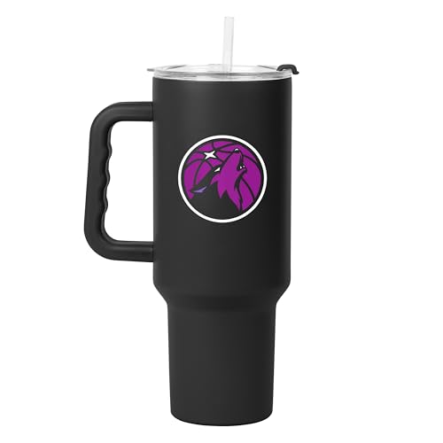 FANMATS NBA Minnesota Timberwolves City Edition 40 oz Stainless Steel Handled Tumbler – Durable Double Wall Powder Coat Finish, Fits Most Cup Holders - City Edition Design, Comes With Straw
