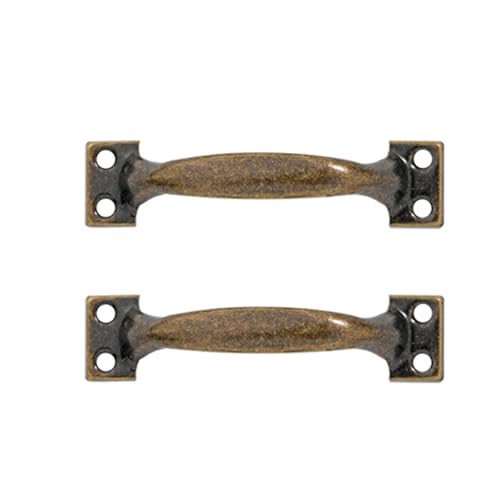 BE-TOOL 6PCS 4.41in Barn Door Handles Cast Iron Gate Handle, Rustic Solid Heavy Duty Fence Gate Pull Grab Handle for Sliding Door Cabinet Closet Drawer Garage Shed(Bronze)