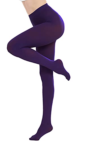 Image of HeyUU Women's 80D Ultra Soft Opaque Tights, High Waist Solid Color Footed Pantyhose with 29 Colors