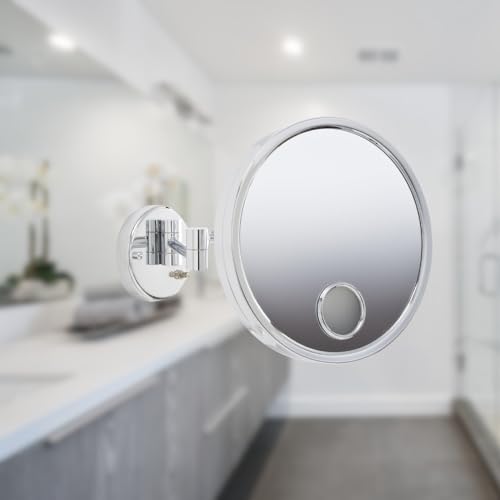 9-Inch Diameter Chrome Finish Makeup Mirror for Euro Style - 3X Magnification