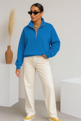 Image of Mack Jonney Women's Fleece Half-Zip High Neck Sweatshirt | Warm & Stylish Winter Wear -M4746