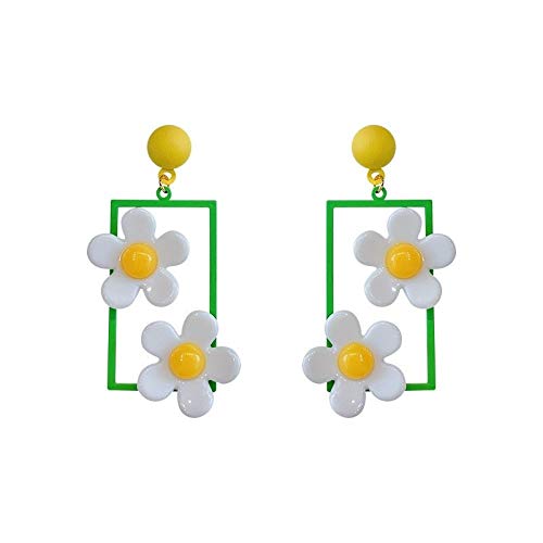 LINGLING-EARRINGS Summer Modest Gorgeous and Shiny Fresh Flower Earrings Temperament Mellifluous Acrylic Ear Pendant Fashion Ear Ornament (Color : White Petals stud earrings)