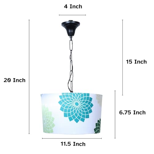 Image of Tu Casa Dahlia Floral Print Fabric Glow Pendent Light Hanging Lamp For Bedroom, Living Room, Lounge, Office, Gifting Area Without Bulb For Home Decoration (Height - 20 inch)