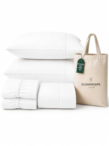 CLOUDSCAPE LINEN 400TC 100% Egyptian Cotton Sheets Set, SplitKing...