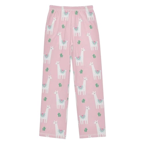 ZZXXB Llama Eyelashes Boys Long Pants Soft Trousers Elastic Waist Kids Lounge Bottoms with Pockets S-XL