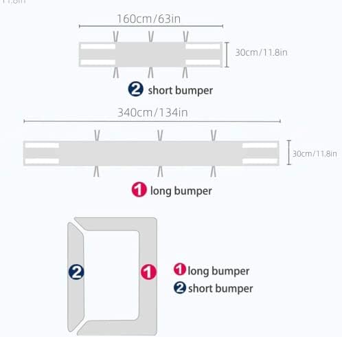 HB.YE Baby Mesh Cot Bed Bumper,Adjustable Anti-Bumper for Bedroom Crib Rail Cover Protection Fresh Breathing Bedding All Season,2Pcs Cot Liner Set (White)