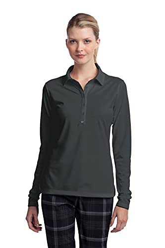 Nike Ladies Long Sleeve Custom Polo. Dri-FIT Stretch Tech. 545322 (X-Large) Anthracite