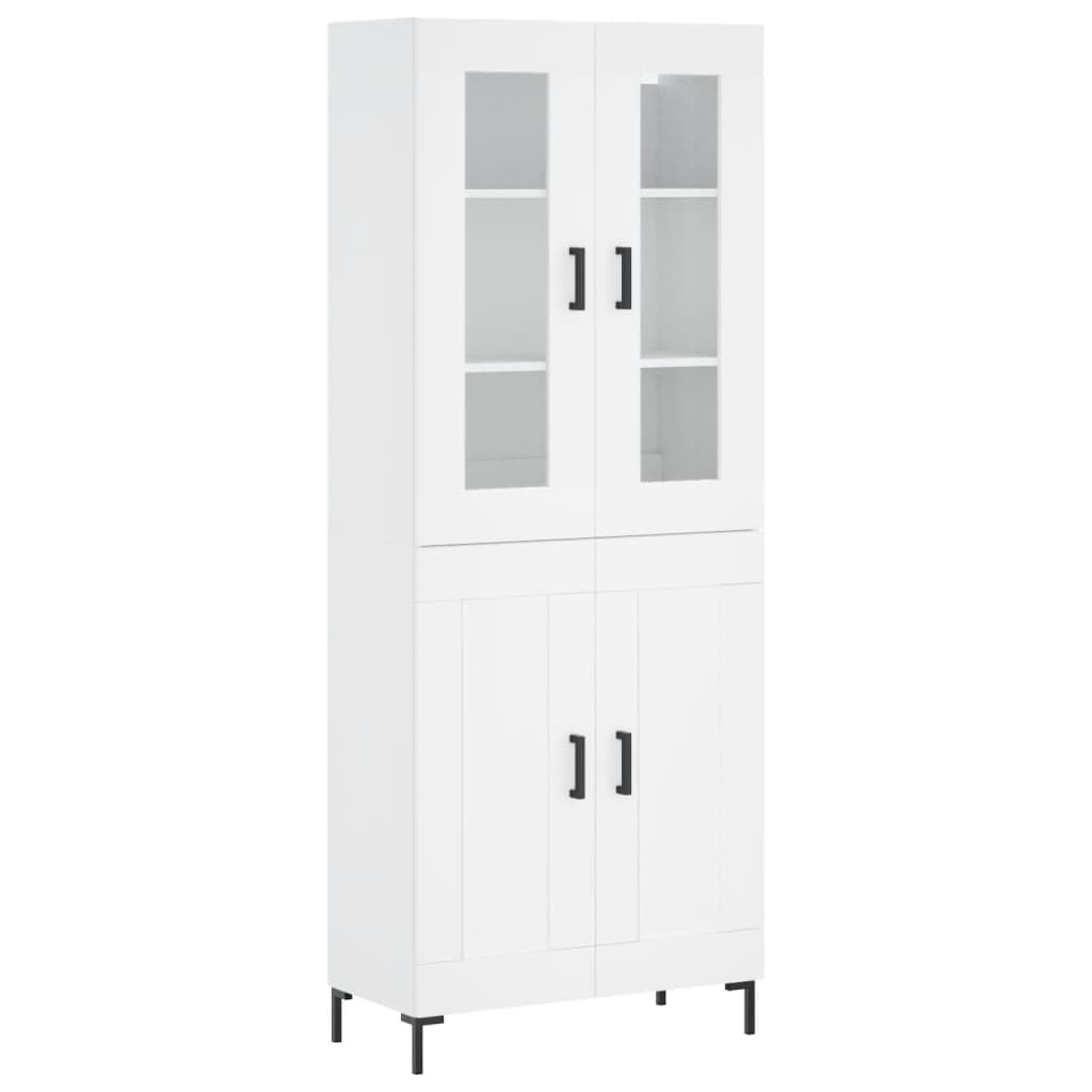 vidaXL Witrynka, biała, 69,5x34x180 cm, materiał drewnopochodny, kredens, komoda z szufladami, szafka do przedpokoju, szafka, komody do salonu