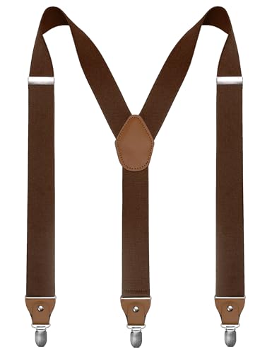 JEMYGINS 1.4 Wide Coffee Suspender with 3 Strong Clips Adjustable Braces for Men(9)