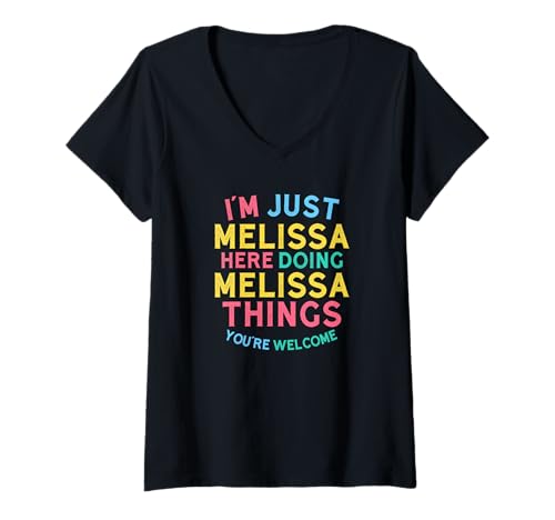 Mujer Melissa Here Doing Melissa Things Funny Melissa Nombre Camiseta Cuello V