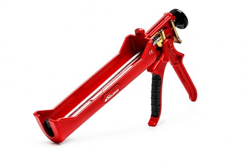 Pistolet professionnel pour appliquer des silicones et des scellants, structure métallique et mécanique en acier supporte des pressions jusqu'à 328 kg