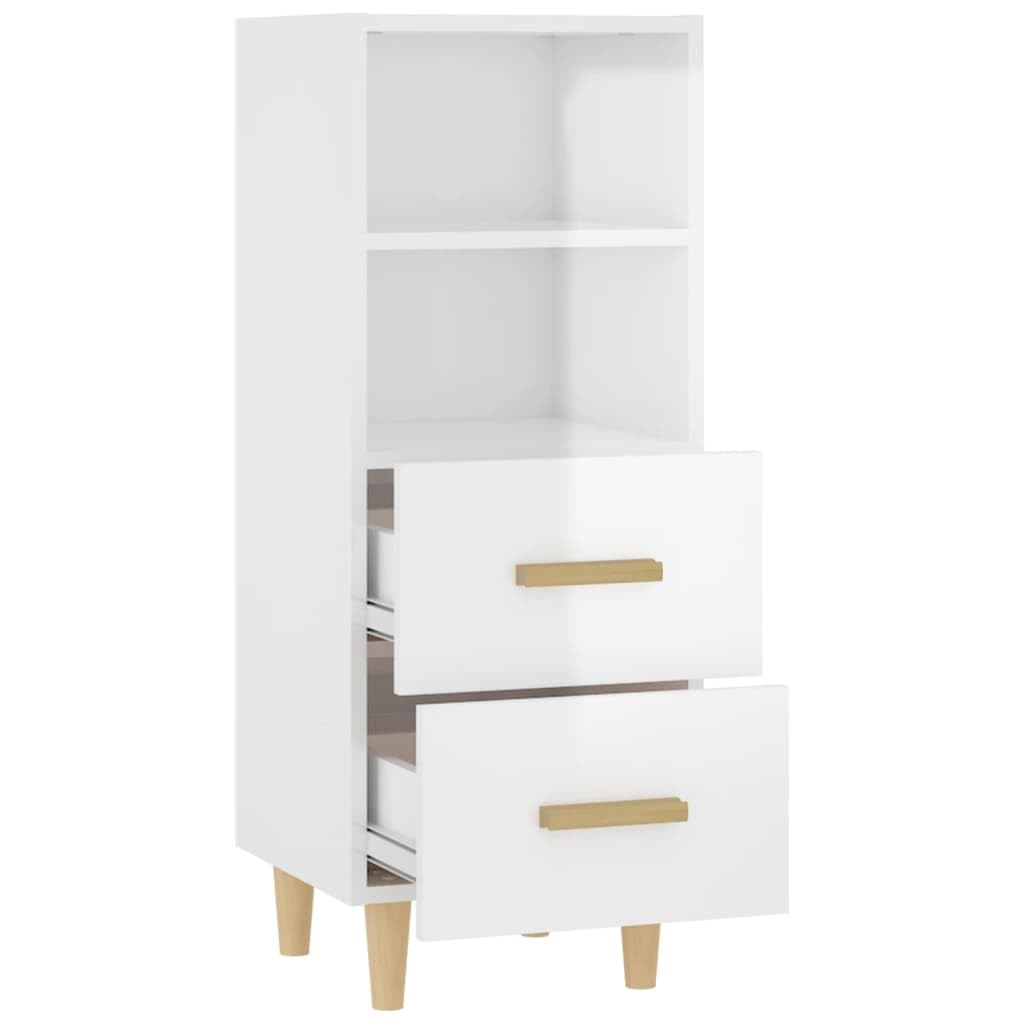 vidaXL Buffet Armoire Latérale Meuble de Rangement Organisateur de Maison Salon Salle de Séjour Blanc Brillant 34,5x34x90 cm Bois d'Ingénierie