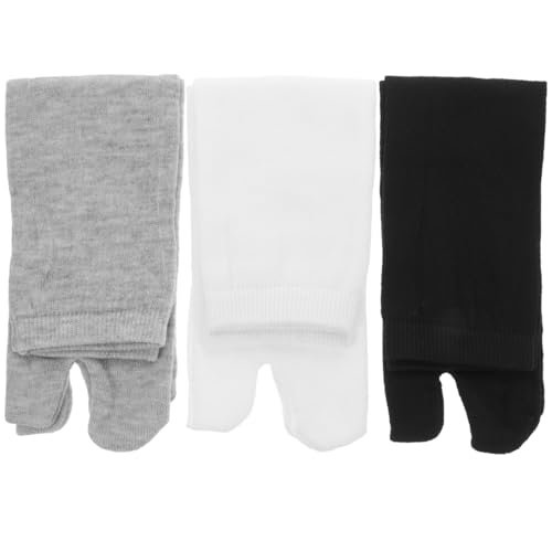Toe Socks in Black, Grey and White, 3 Pairs, Polyester Cotton Blend, Separated Big Toe Design, Unisex Sizes 5-124