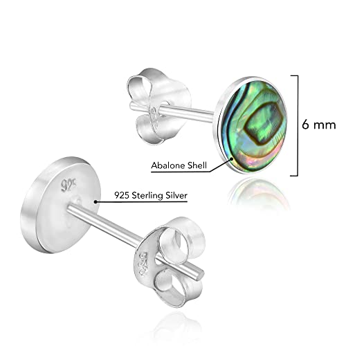 AeraVida Cute 6mm Inlay Abalone Round .925 Silver Stud Earrings,4