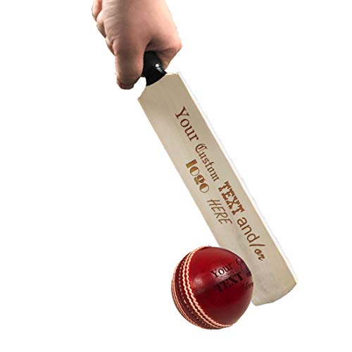 Hat Shark Mini Toy Wooden Signature Cricket Bat and Red Leather Cricket Ball Set with Custom Customized Engraving Personalized Gift