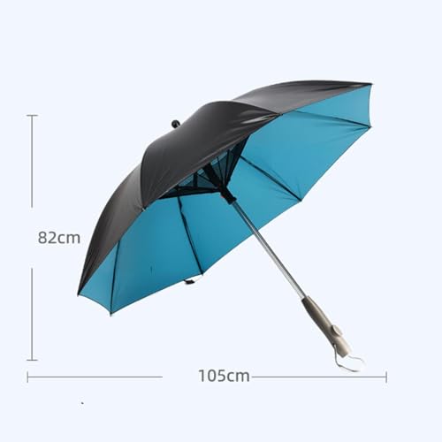 Image of Sun Umbrella with Fan Misting Windproof Portable for Outdoor Golfing Fishing Blue