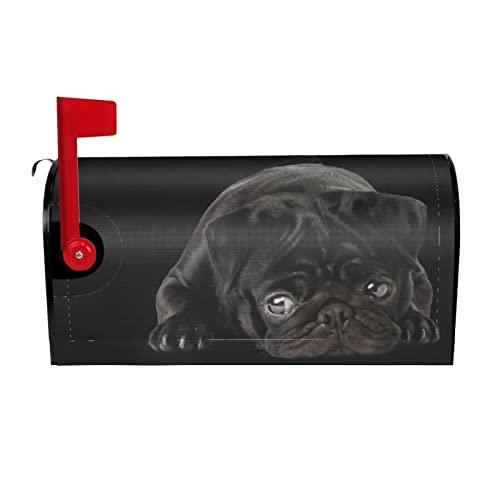 LOJAOGON Black Pug Dog Mailbox Cover Magnetic Standard Size Letter Post Box Cover Wrap Oversize Decoration Welcome Home Garden Outdoor 25.5