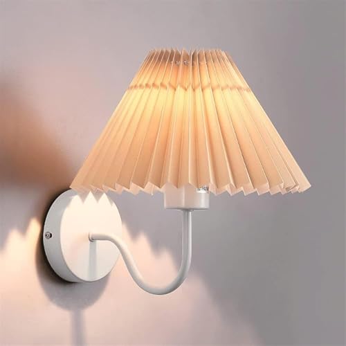 QTANZIQI Lámparas de Pared Apliques Lámpara de Pared Vintage Tela Plisada Aplique de Hierro Forjado, E27 Decoración Interior Luces de Pared para Sala de Estar Comedor Decoración TV Fondo Pared
