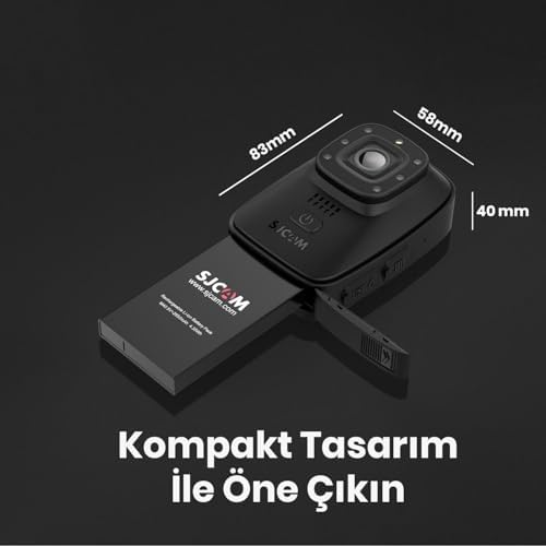 SJCAM A10 12MP Vücut Kamerası Güvenlik Polis Ekipmanı IP65 Kızılötesi Hareket Algılama 140° FullHD Video Çift Mikrofon 2650mAh Dokunmatik Ekran Siyah - Görsel 4