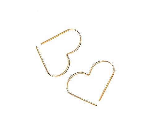 Large Heart Hoop Thin Earrings 0.8Mm Handmade Statement Jewelry For Woman #TOP7