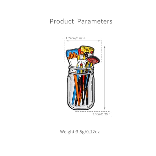 Image of Cute Brush Pen Brooch Pin for Women Unisex Enamel Cup Brooches Spur Lapel Pins Suit Collar Dress Accessories Scarf Decoration Jewelry for Student Artist