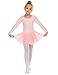 trudge Filles Ballet vêtements Robe de Ballet Enfants Manches Courtes Coton Ballet Justaucorps Ballet Costume Robe de Danse Corps de Danse avec Jupe Tutu,2-3 ans,A Rosa,120