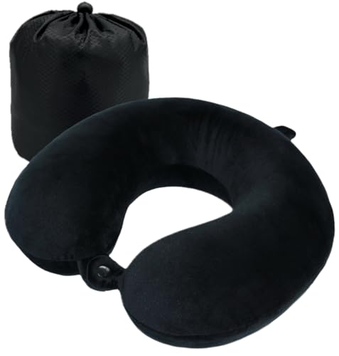 Rubotech Reisekissen (Essentials) - 100% Memory Foam - U-förmiges Nackenkissen mit Velours Stoff - Nackenhörnchen - Ideal für Reisen, Flugzeug,...