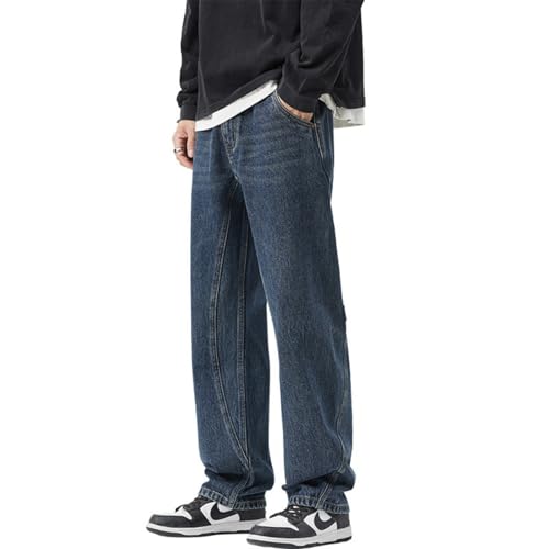 Jeans Pants Trousers Denim Spring and Autumn Personalized Splicing Men's High Street Rascal Handsome Loose Wide Leg Classic