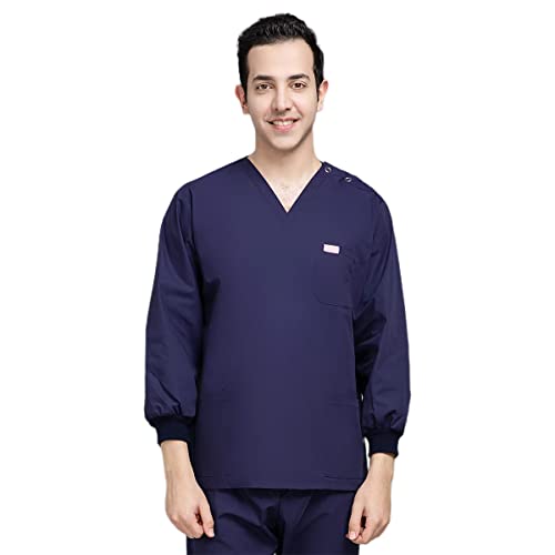 niaahinn Unsex Long Sleeve Scrub Top with Classic V-Neck Medical Under Scrub Stretch T-Shirt for Men & Women (Black,Small,Small)
