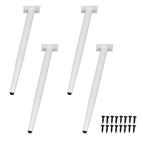 4 Stück Schräge Tischbeine, Metall schrankbeine, Kegel Möbelbeine, Weiß, 40.5 cm Höhe,mit Kunststoffgummikopf, für Couchtisch, Esstisch, Schreibtisch, Nachttisch Cover