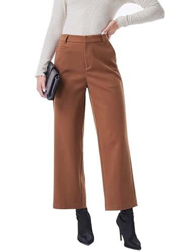heipeiwa Women's Wool Blend Winter Pants Warm High Waist Dress Work Business Casual Slacks Pant
