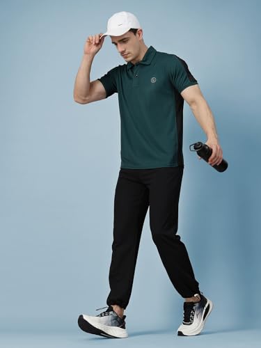 Image of CHKOKKO Men's Active Sports Wear Polo Half Sleeve Gym Tshirt with Button Collar Quick Dry Breathable Perfect for Workout Running Regular Fit Pack of 2