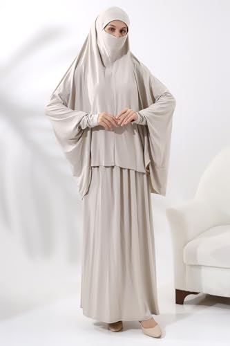 Image of Muslim Dresses for Women, Two-Piece Long Sleeve Islamic Prayer Dress, Hijab