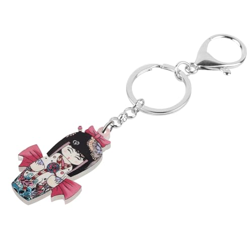 WEVENI Acrylic Cute Japanese Style Kimono Doll Keychains for Women Girls Jewelry Gifts Accessories Handbag Wallet Charms (Kimono Doll F)3