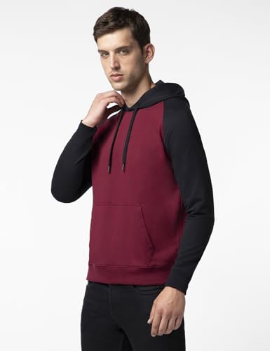 Image of FYLTR Men's Casual Colourblock Raglan Hoodie with Drawstrings - Utility Pockets | Ribbed Hem & Cuff | Winter Hoodie for Men