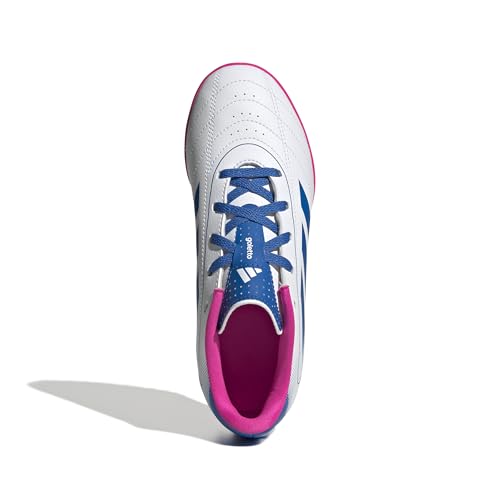 adidas Tênis de futebol unissex infantil Goletto Ix Turf, Branco/azul royal/Team Shock Pink, 4.5 Big