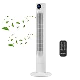 Echos Turmventilator | Ventilator sehr leise | Fernbedienung | Oszillierend | LED-Display | 3 Stufen | Tower Fan | Säulenventilator | Standventilator | Tower-Ventilator | Luftkühler (Olympia White)