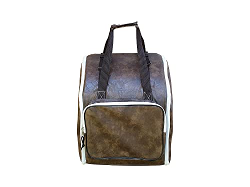 Generisch Harmonikarucksack 4-reihig Vintage-Braun – robuster Rucksack aus Kunstleder für Steirische Harmonika, gepolstert & wasserabweisend – Tragerucksack für Musiker & Instrumentenschutz