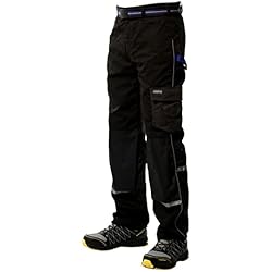 Pantalon Mecanico Goodyear Pantalones de trabajo para hombre con ribete reflectante, color negro, 38 W/32 L