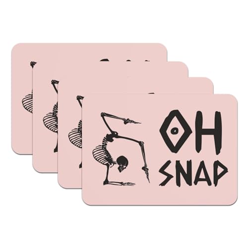 Sets de table caoutchouc antidérapants grand format rose motif squelette - 2