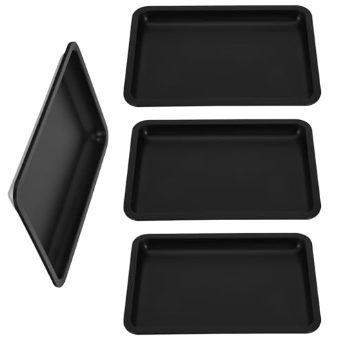 Gatuida Vassoio Portagioie in Acciaio Inox Satinato Nero Set da 4 Pezzi Piccolo Vassoio Espositivo per Cosmetici e Organizer Bagno 18x12,5x1,8 Cm Piatto Decorativo Multifunzione