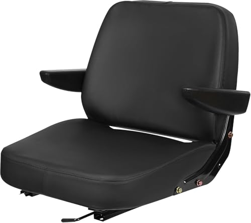 Asiento universal de repuesto, 28×23 cm Instalación de vías, Asiento de Tractor con vías, para carretilla elevadora con reposabrazos ajustables, construcción de PVC resistente, Exterior 48×46×51 cm