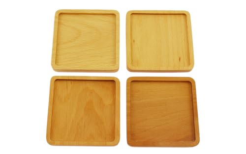 speed mao ナチュラル 天然木 四角 スクエア型 コースター 4枚 セット