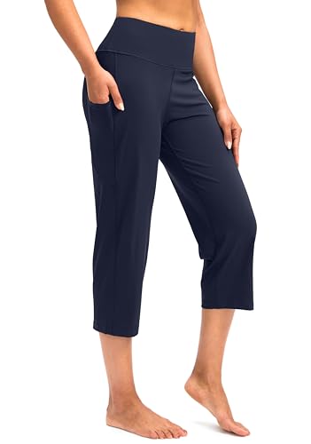 Image of G Gradual Capri Pants for Women High Waist Workout Yoga Pants with Pockets Tummy Control Leggings Crop Straight